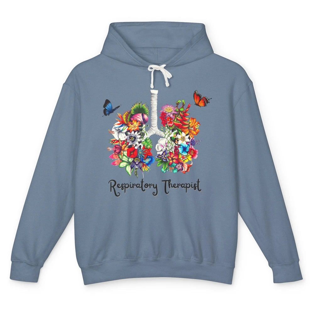 Respiratory Therapy Floral Lung Respiratory Therapist Gift Unisex Lightweight Hoodie
