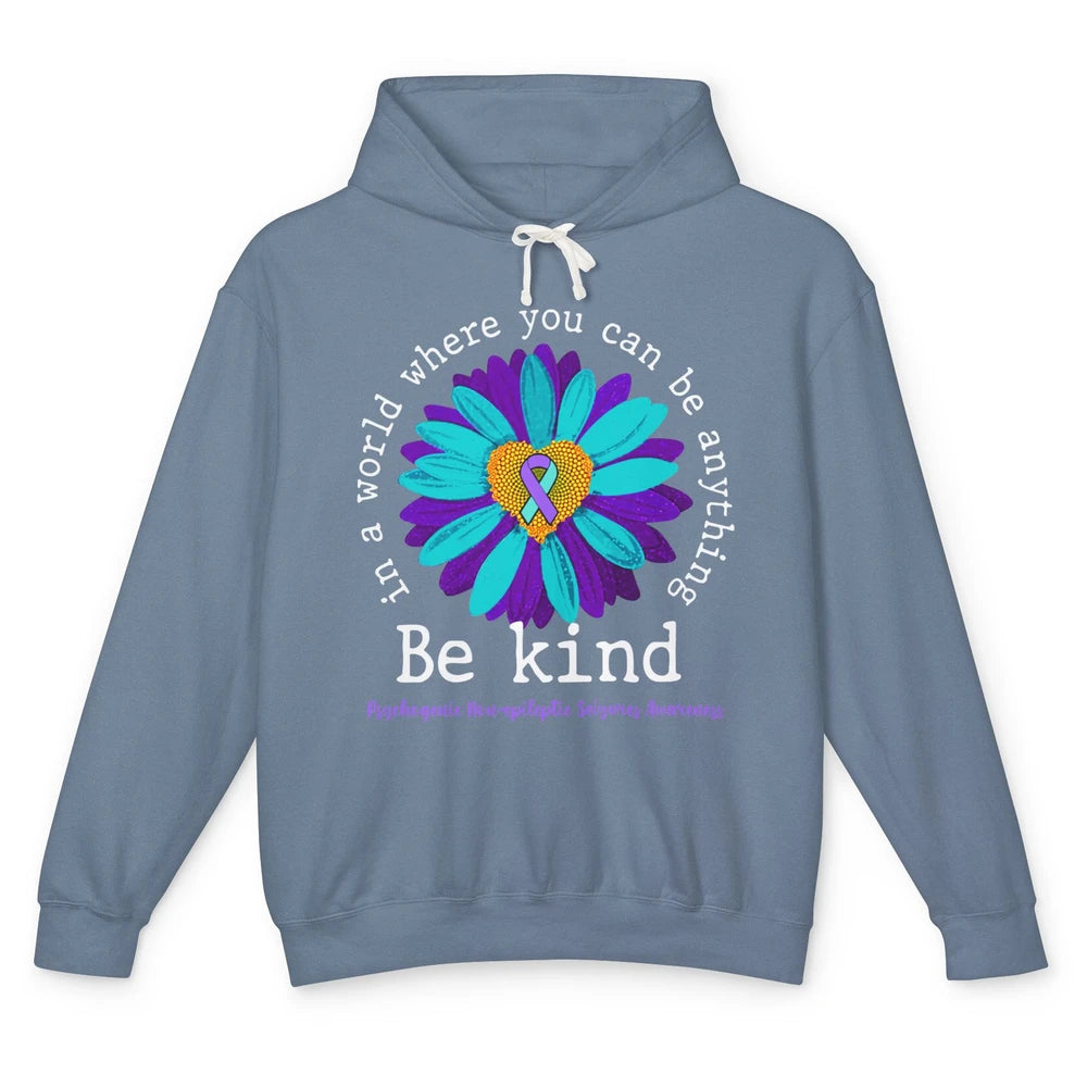PNES Awareness Purple Teal Ribbon Sunflower Be Kind Unisex Lightweight Hoodie