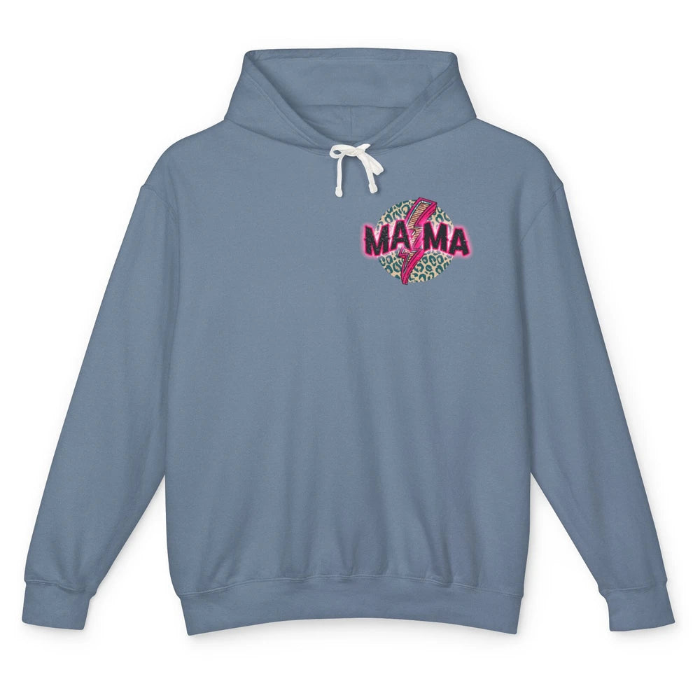 Retro Mama Leopard Pink Lightning Bolt Western Country Mama Unisex Lightweight Hoodie