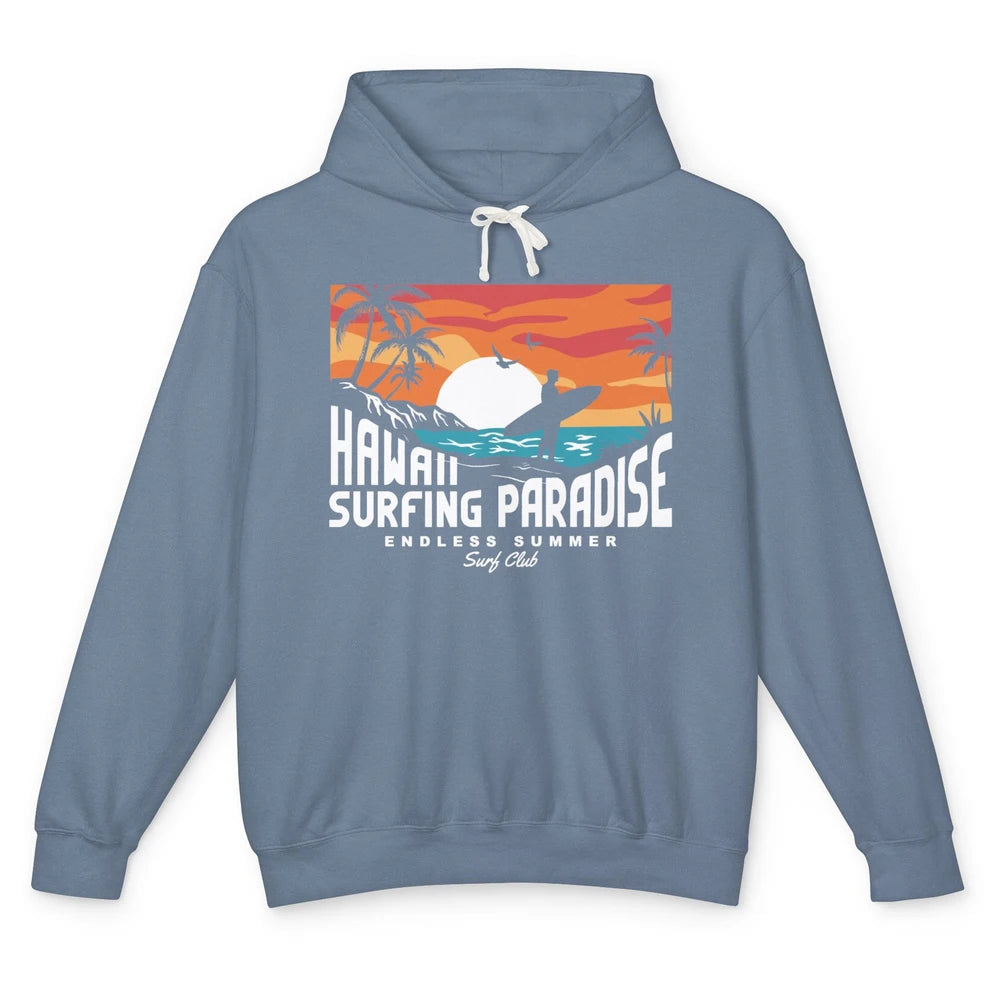 Retro Hawaii Palms Surfing Paradise Surf Club Endless Summer Unisex Lightweight Hoodie