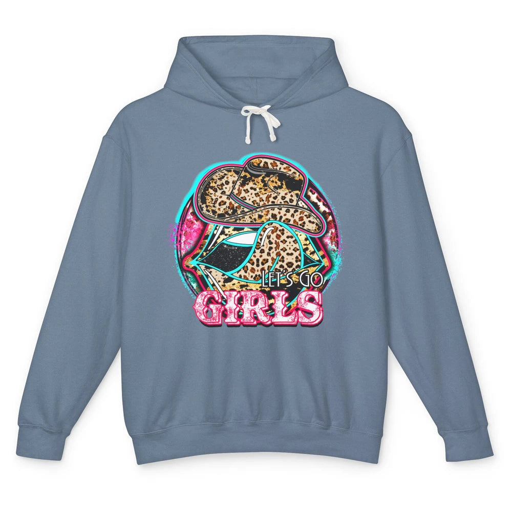 Retro Leopard Cowboy Boots Let's Go Girls Western Cowgirls Unisex Lightweight Hoodie