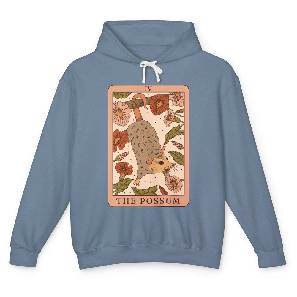 Possum Tarot Card Floral Possum Cat Lovers Team Trash Unisex Lightweight Hoodie
