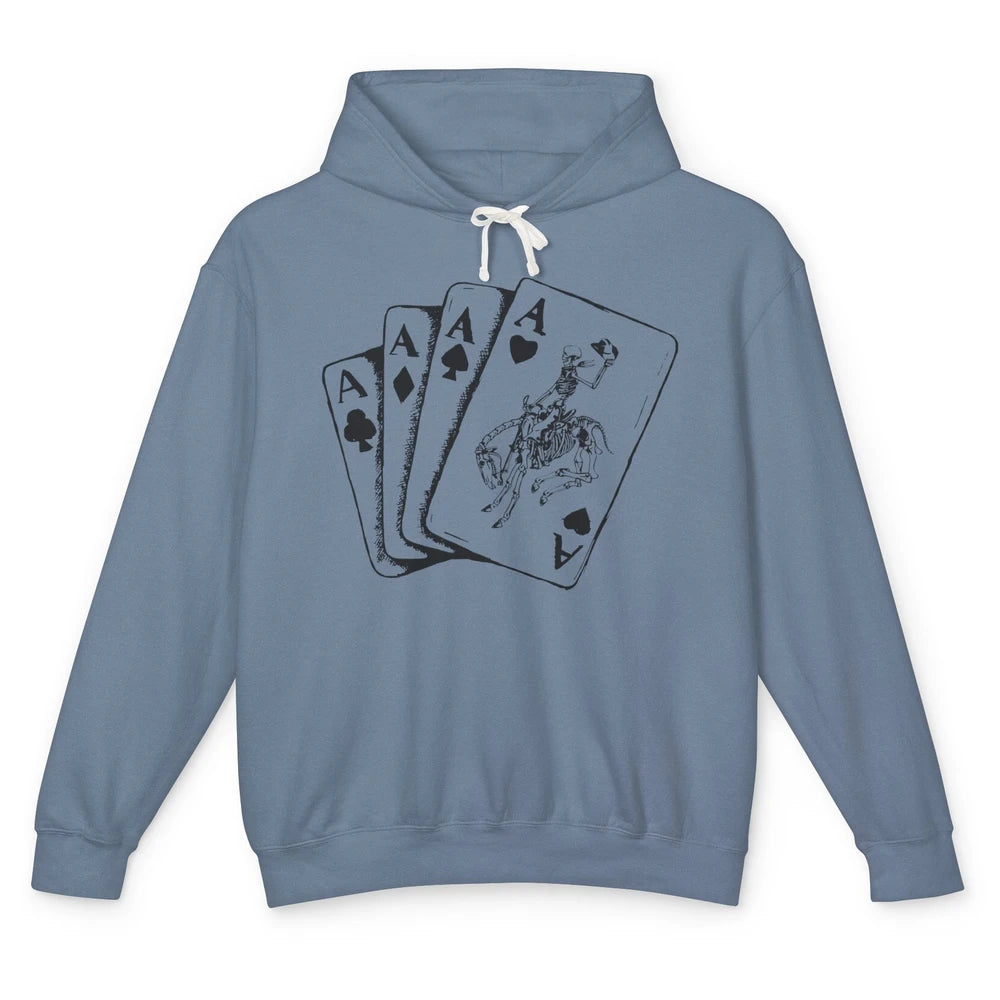 Skeleton Cowboy Horsing Playing Cards Western Cowboy Rodeo Unisex Lightweight Hoodie