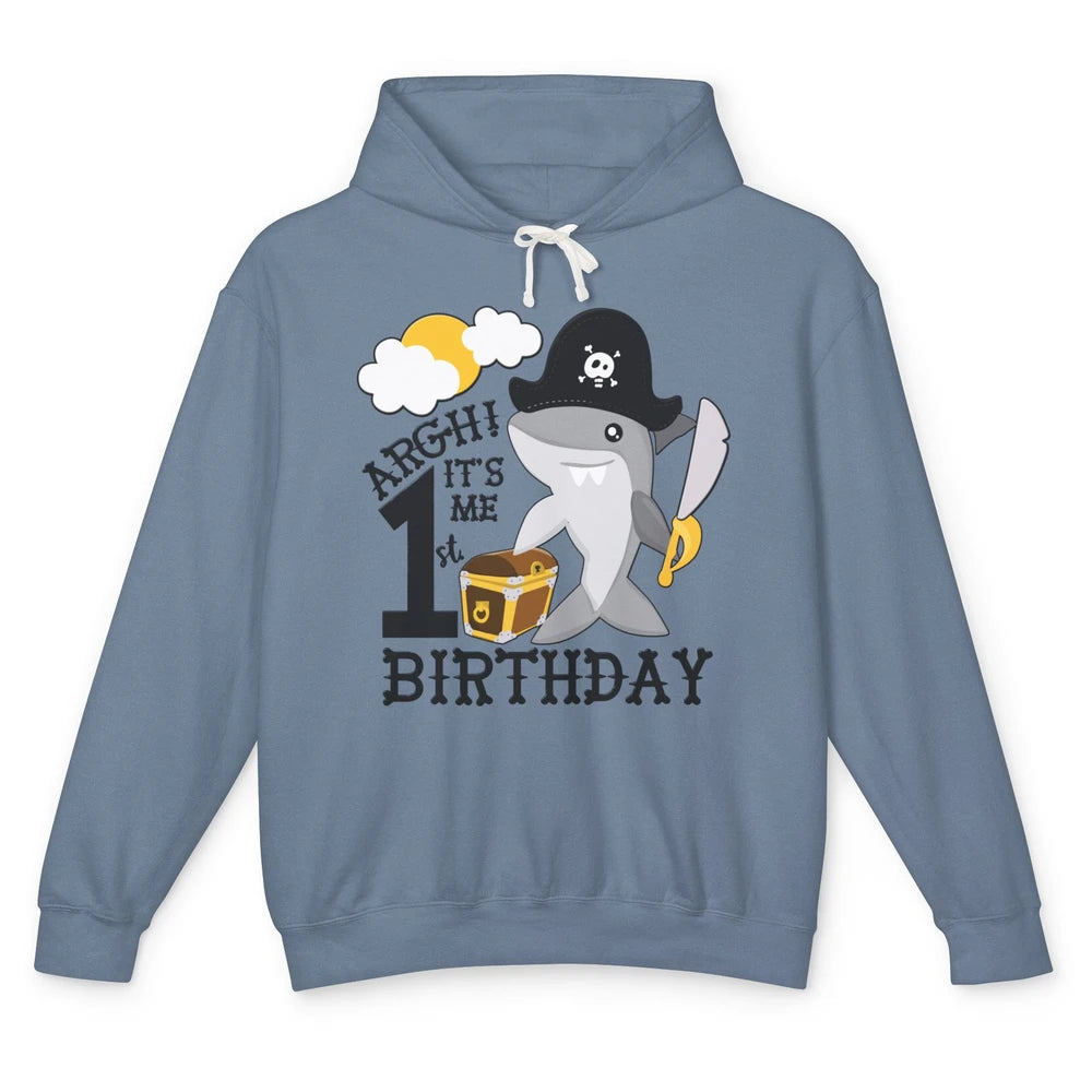 Pirate Shark 1st Birthday Party 1st Birthday Boy Girl Gift Unisex Lightweight Hoodie