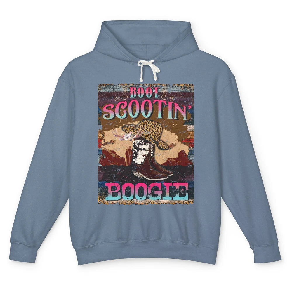 Leopard Cowboy Boots Hat Boot Scootin Boogie Western Country Unisex Lightweight Hoodie
