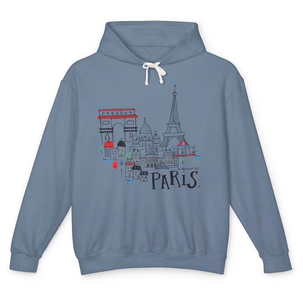 Paris Eiffel Tower Travel France Gift Paris Skyline Unisex Lightweight Hoodie