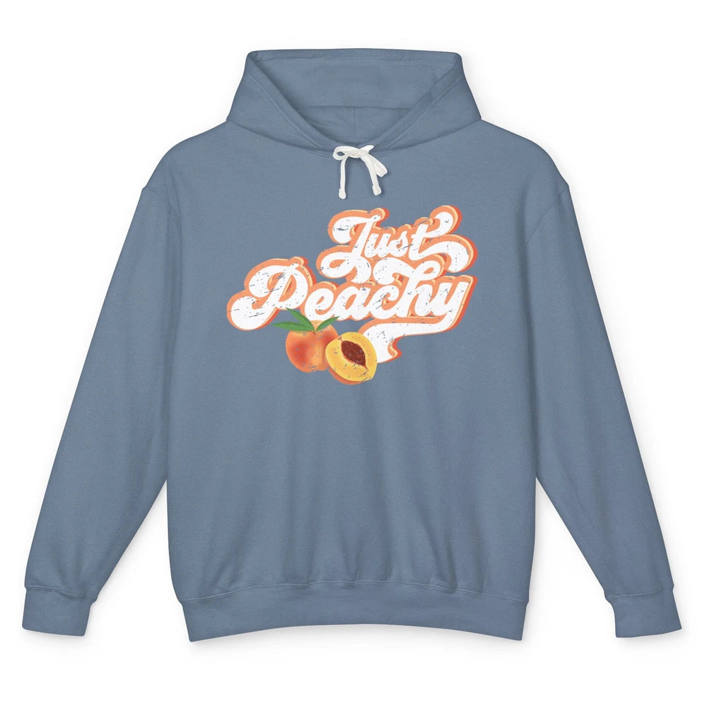 Retro Just Peachy Retro 70s Georgia Peaches Summer Fruit Unisex Lightweight Hoodie