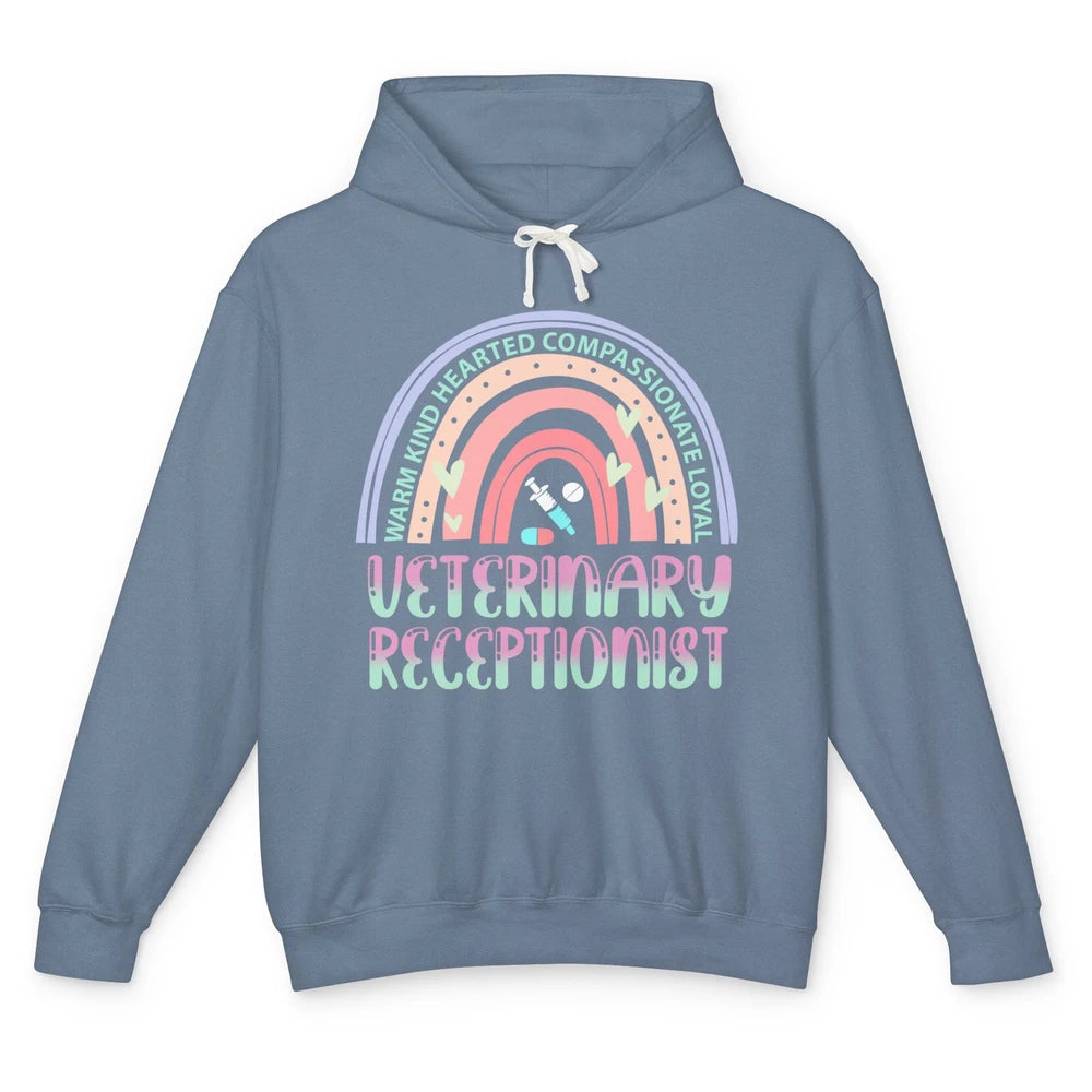 Pink Rainbow Veterinarian Receptionist Dog Recue Dog Mom Unisex Lightweight Hoodie