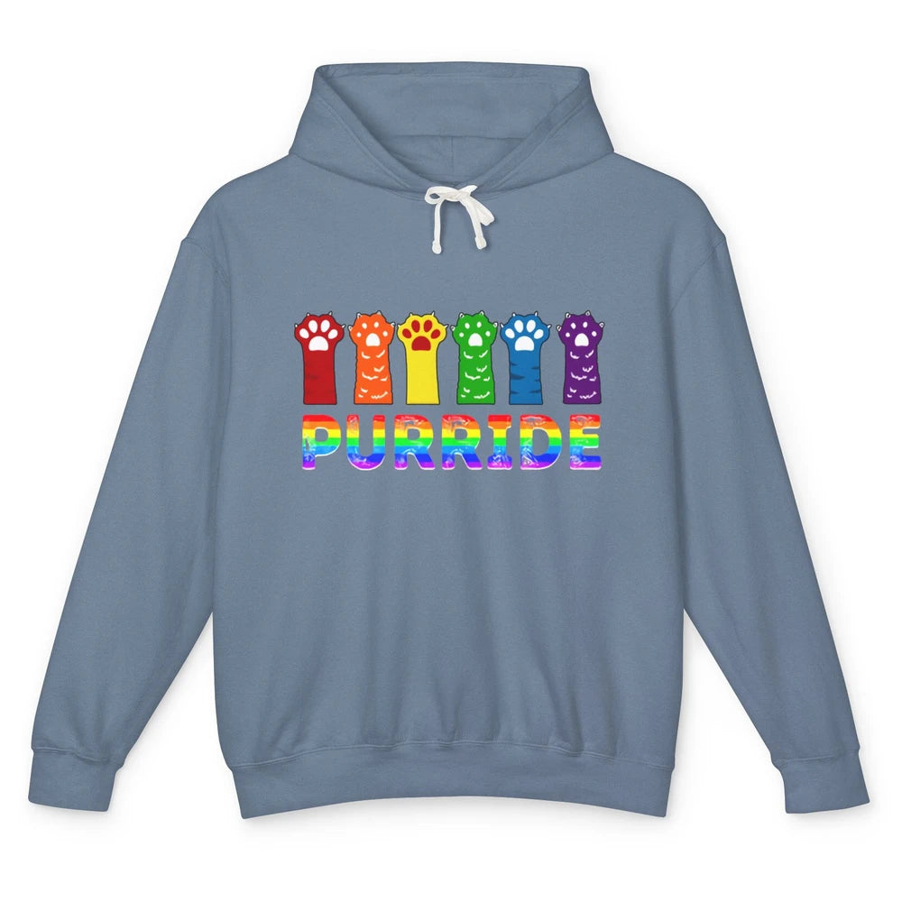 Purride Funny Cat Lover LGBT Pride Awareness Gift LGBT Month Unisex Lightweight Hoodie