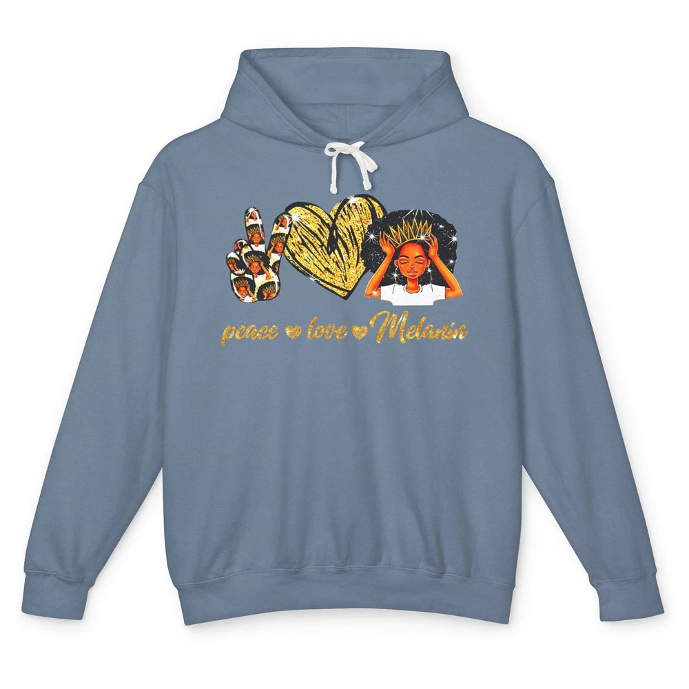 Peace Love Melanin Afro Girl Black Queen Black Women Gift Unisex Lightweight Hoodie