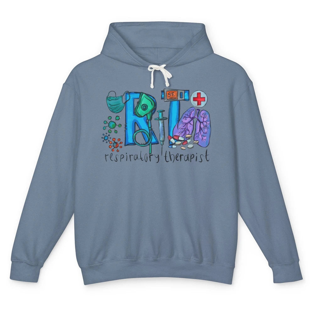 Respiratory Therapist Western Respiratory Therapy Hand Drawn Unisex Lightweight Hoodie