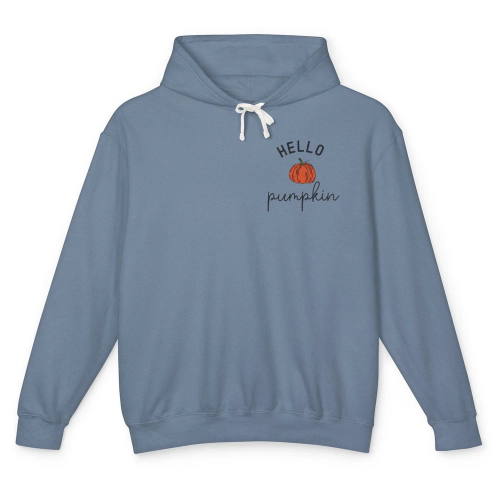 Pumpkin Halloween Hello Pumpkin Fall Thanksgiving Pocket Unisex Lightweight Hoodie