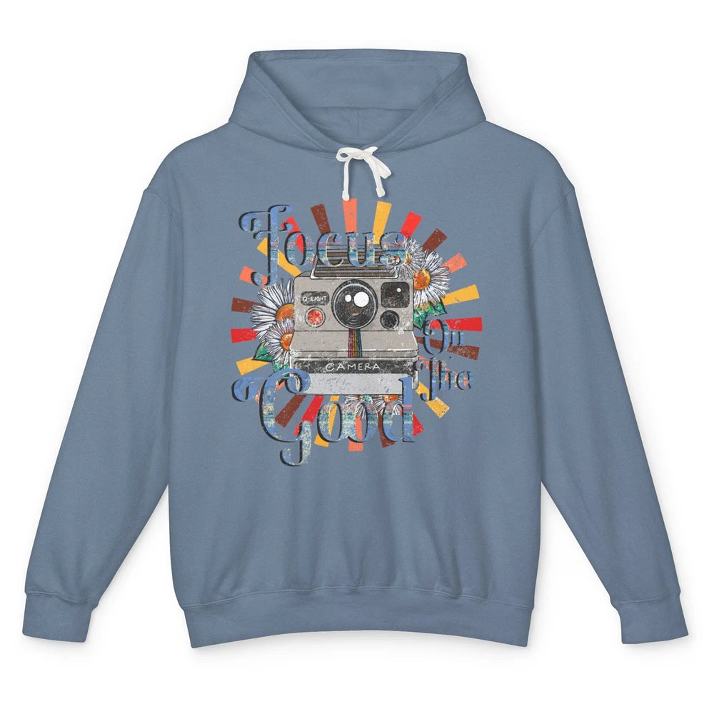 Photography Retro Camera Focus On The Good Photographer Life Unisex Lightweight Hoodie