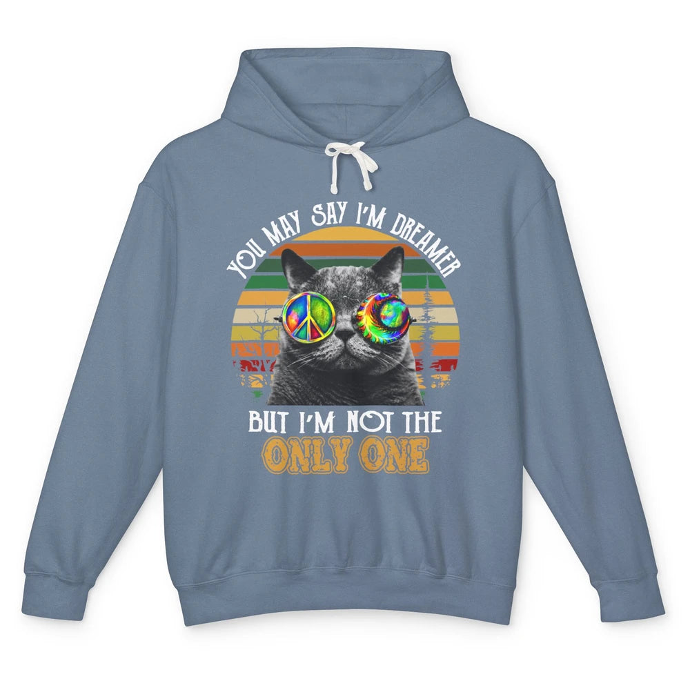 Retro Hippie Cat I'm A Dreamer Peace Lovers Hippie Soul Gift Unisex Lightweight Hoodie