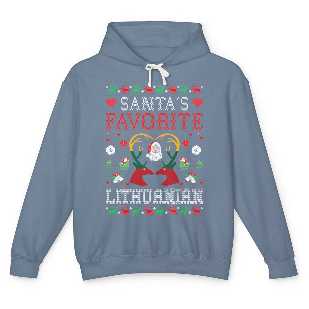 Merry Christmas Santa Favorite Lithuanian Xmas Ugly Santa Unisex Lightweight Hoodie