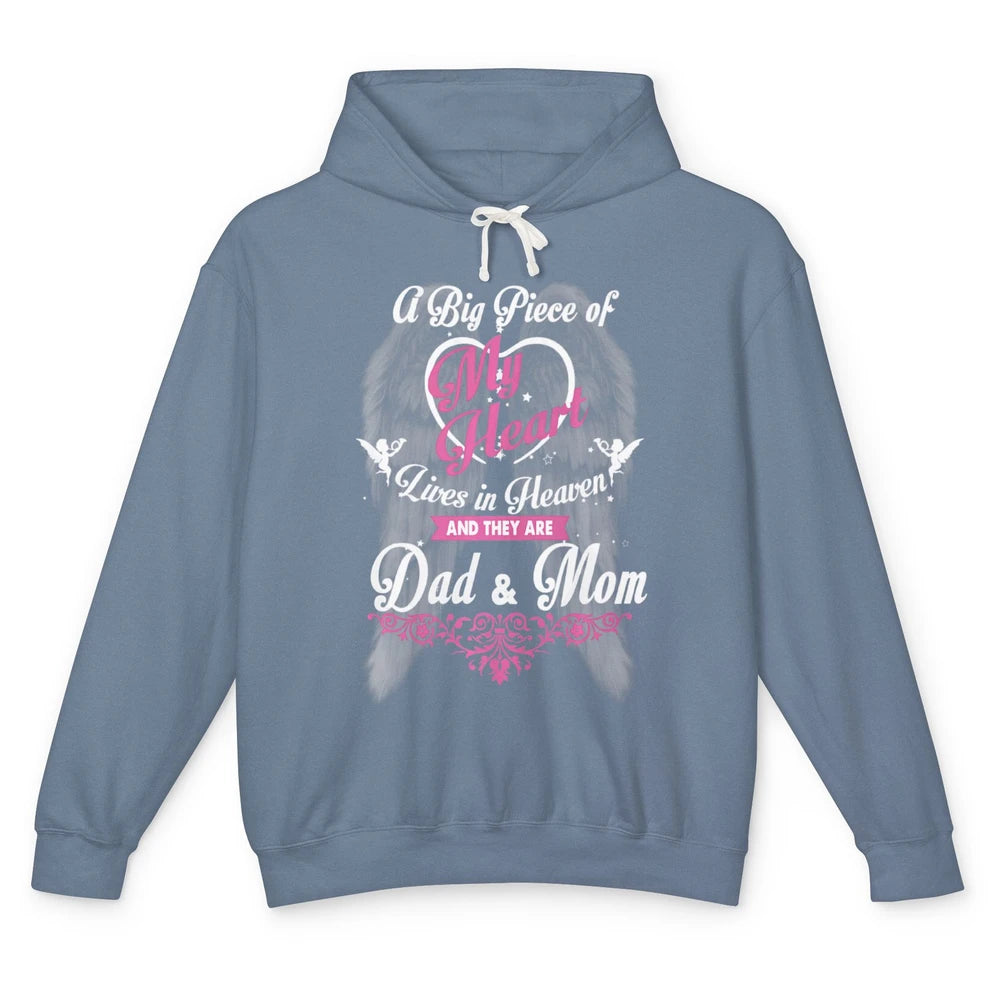 Parents Heaven Dad And Mom In Heaven Angel Wings Guardian Unisex Lightweight Hoodie