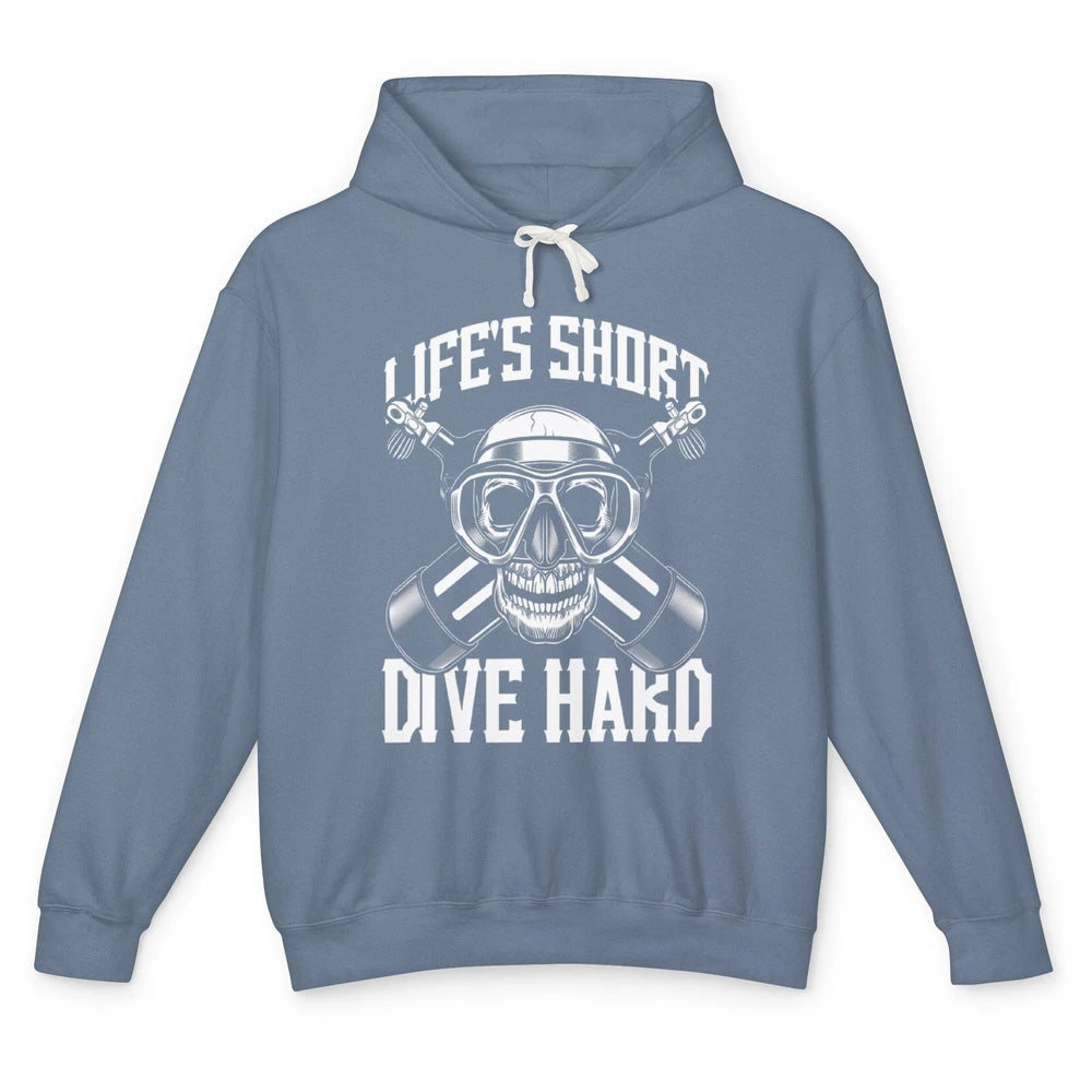 Dive Hard Skull Scuba Diver Underwater Diving Men Deep Sea Unisex Lightweight Hoodie