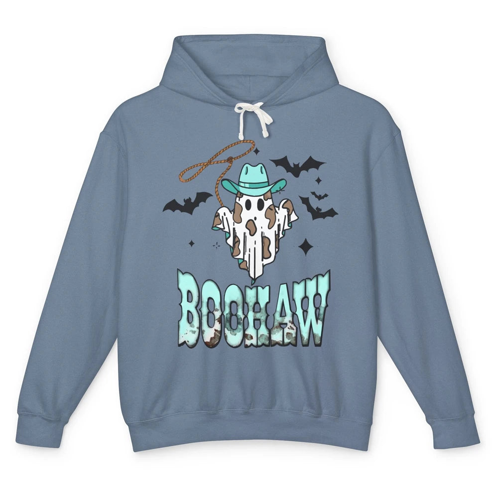 Retro Halloween Boohaw Cowboy Ghost Spooky Western Halloween Unisex Lightweight Hoodie