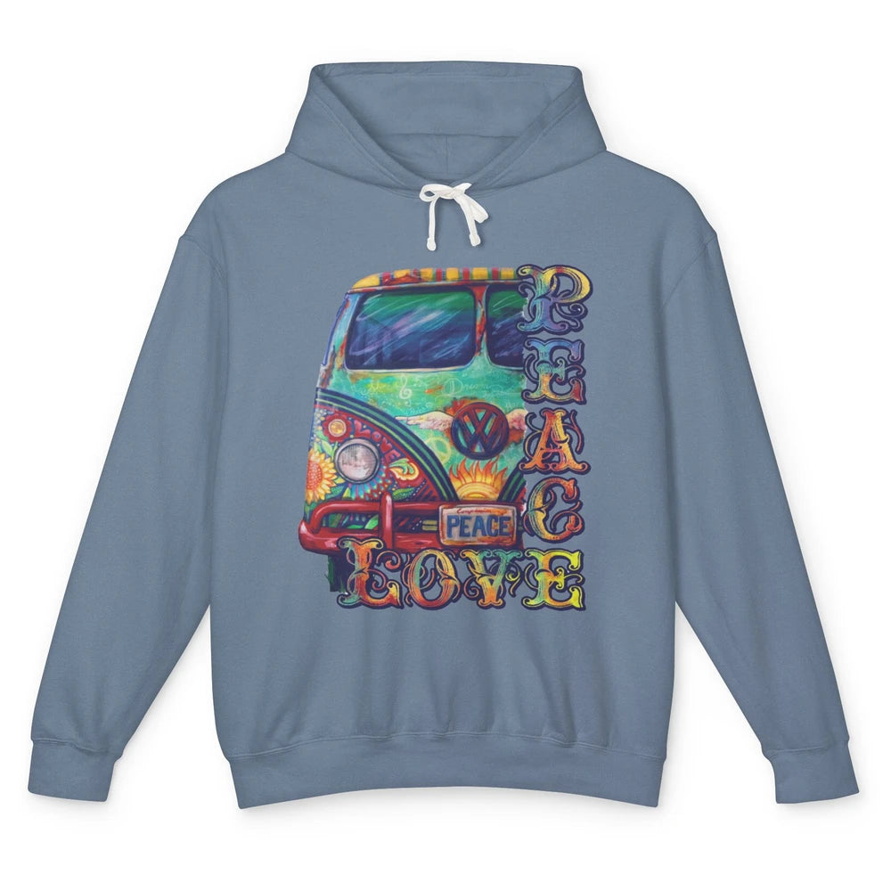 Peace And Love Hippie Van Peacemobile Vintage Gift Camping Unisex Lightweight Hoodie