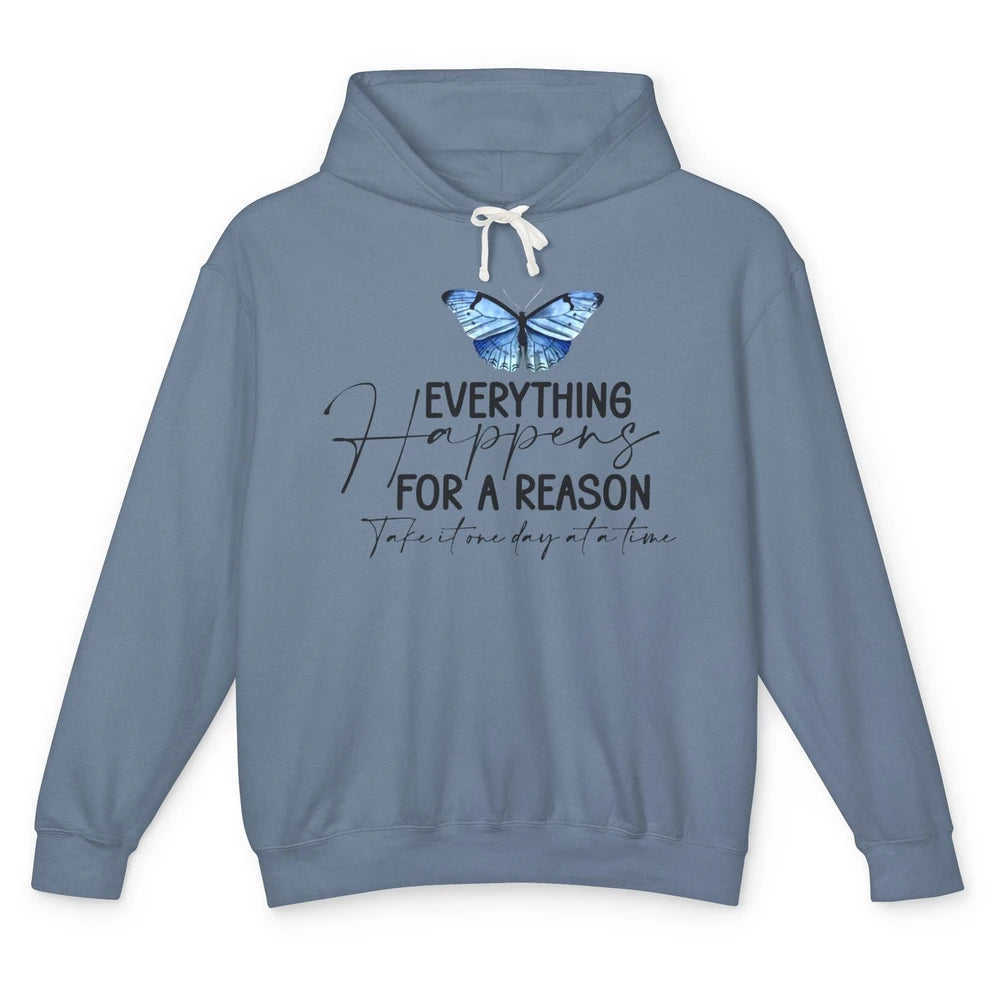 Retro Groovy Everything Happens For A Reason Inspirational Unisex Lightweight Hoodie