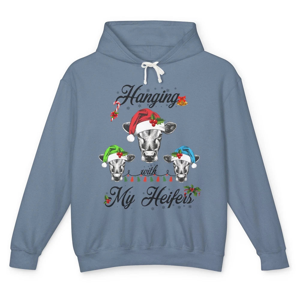 Funny Hanging With My Heifers Santa Heifer Christmas Costume Unisex Lightweight Hoodie