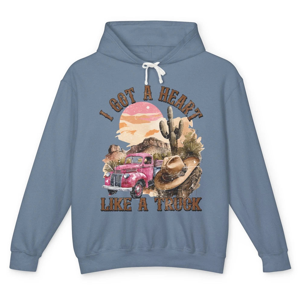 Retro Desert I Got A Heart Like A Truck Western Country Girl Unisex Lightweight Hoodie