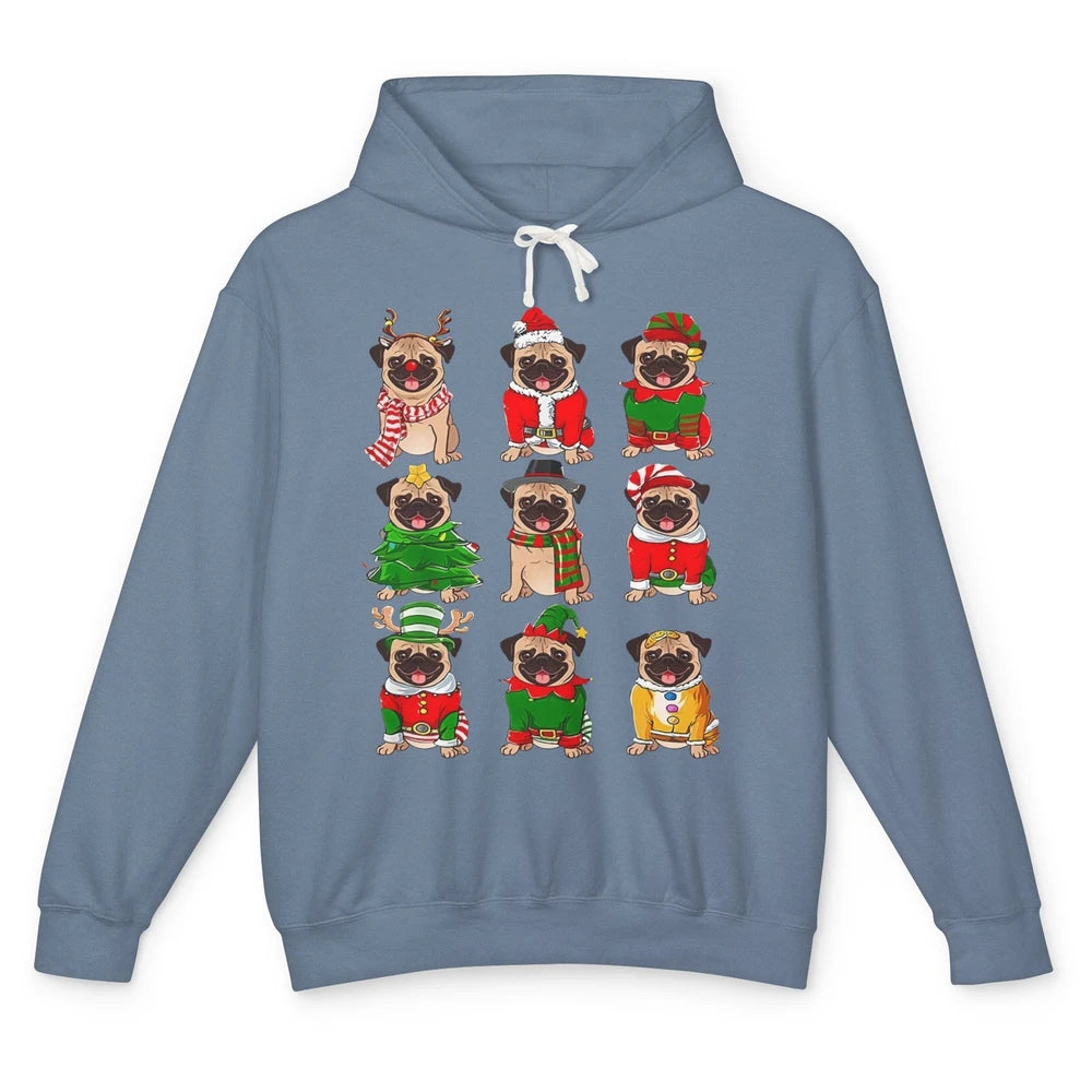 Pug Collection Christmas Santa Pug Dog Christmas Pugmas Unisex Lightweight Hoodie