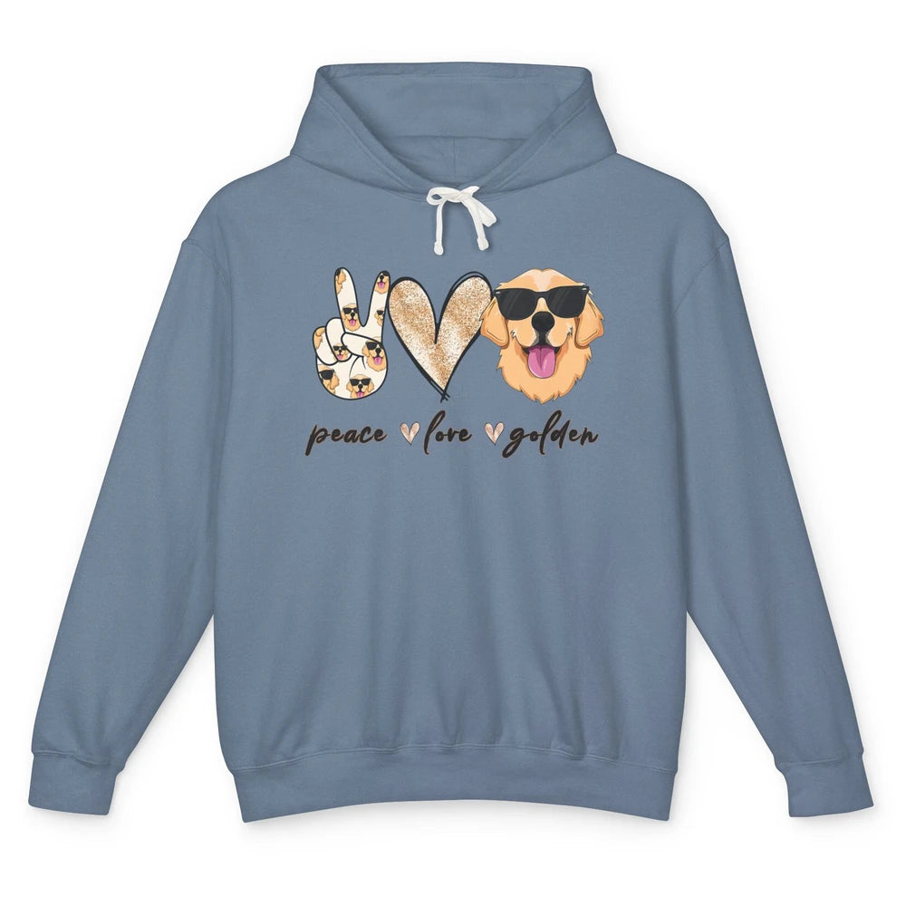Peace Love Golden Dog Lover Golden Retriever Dad Mom Gift Unisex Lightweight Hoodie