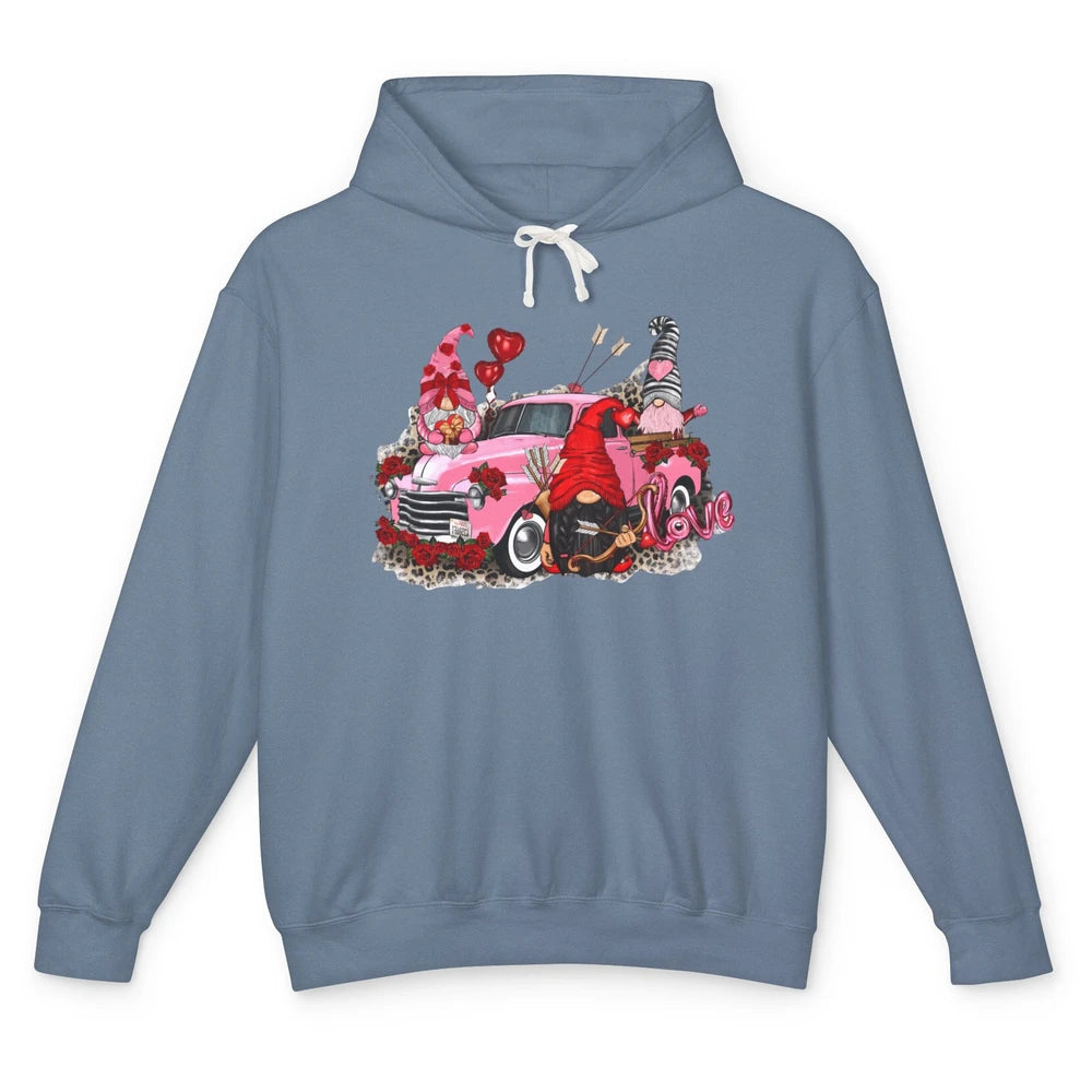 Pink Gnomes Truck Valentines Loads Of Love Western Valentine Unisex Lightweight Hoodie