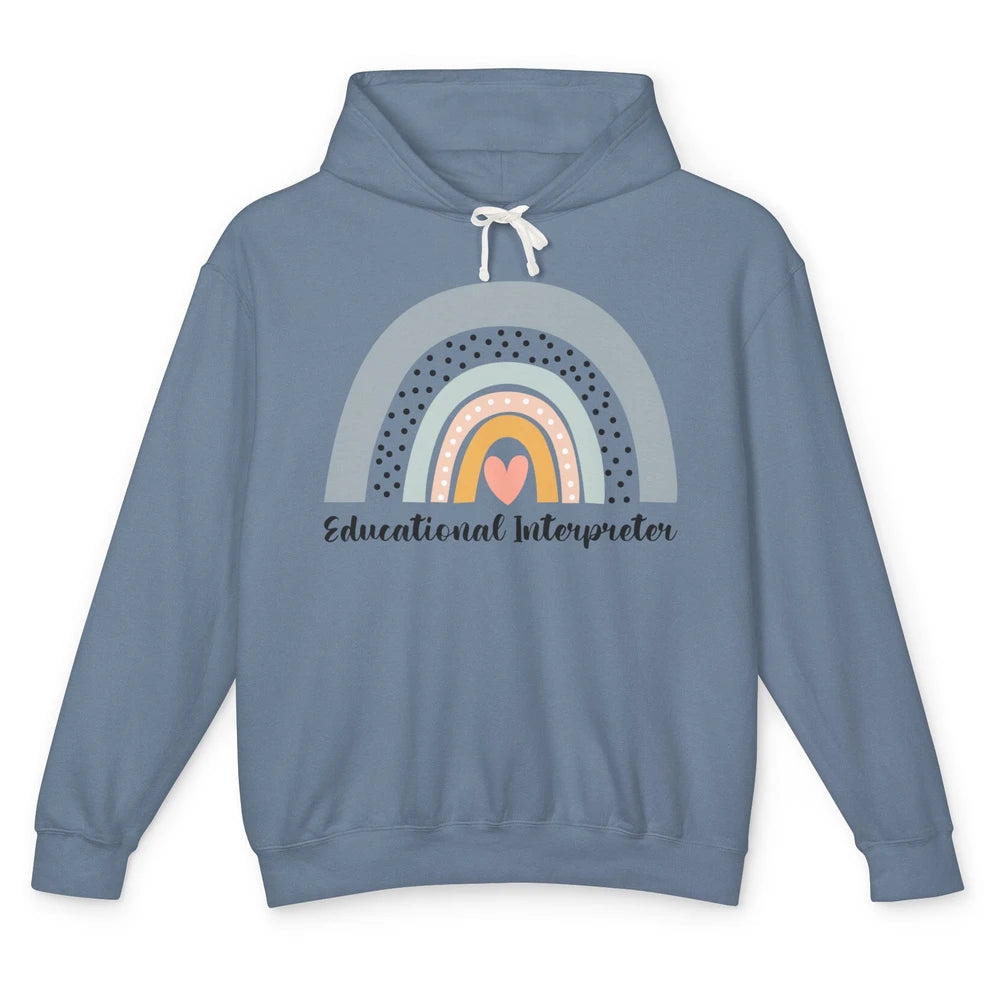 Retro Boho Rainbow Educational Interpreter Back To School Unisex Lightweight Hoodie