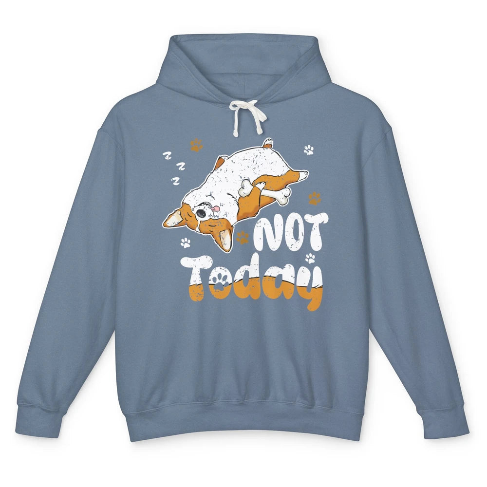 Retro Lazy Corgi Not Today World Lazy Day Corgi Dog Lovers Unisex Lightweight Hoodie