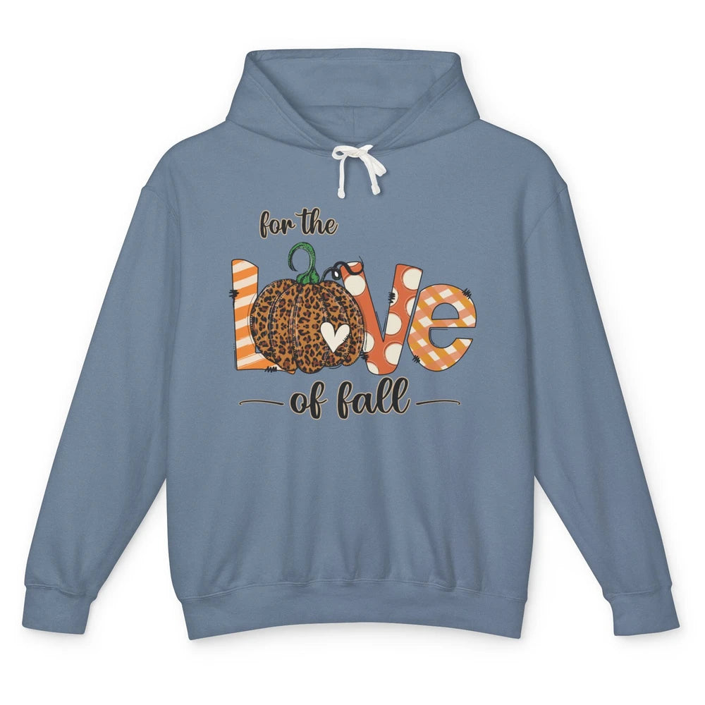 Retro Love Fall Y'All Leopard Pumpkin Heart Halloween Fall Unisex Lightweight Hoodie