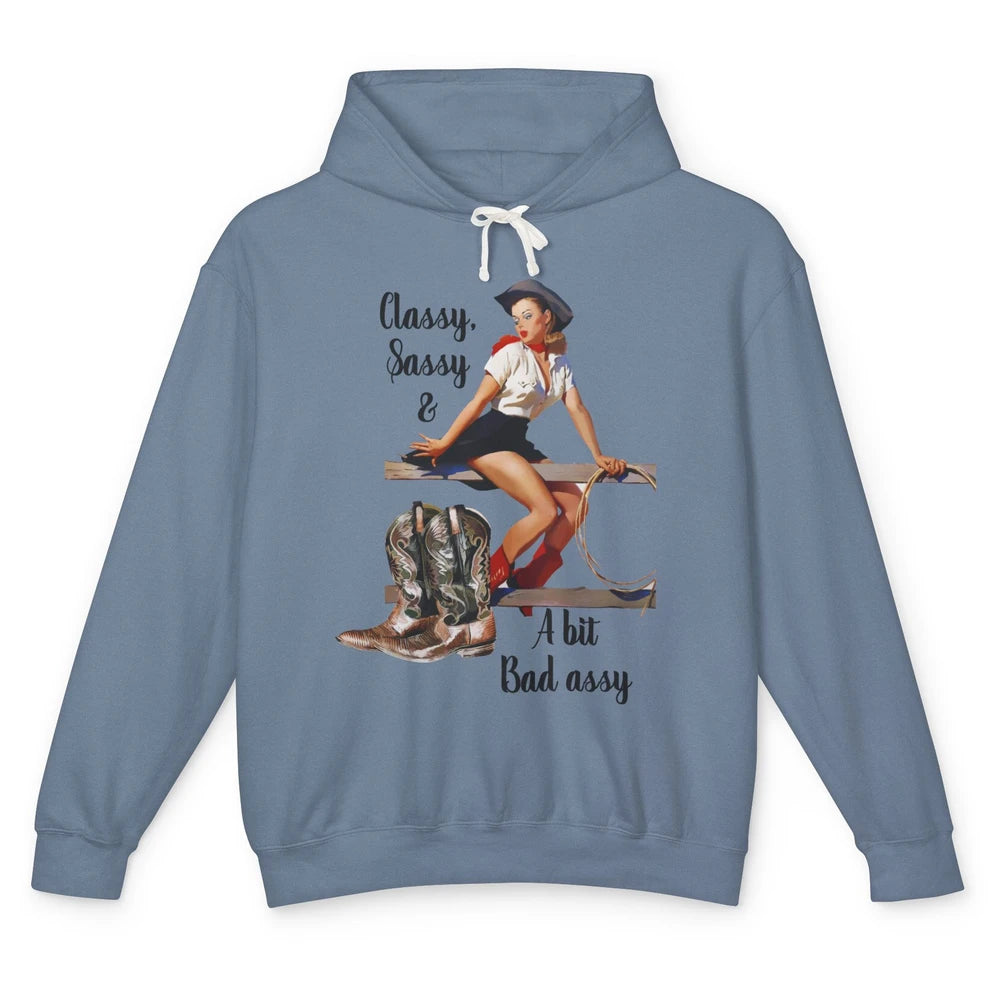 Retro Cowgirl Boots Classy Sassy Western Country Cowboy Gift Unisex Lightweight Hoodie