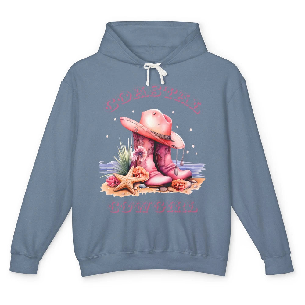 Retro Cowgirl Boots Coastal Cowgirl Western Country Beach Unisex Lightweight Hoodie