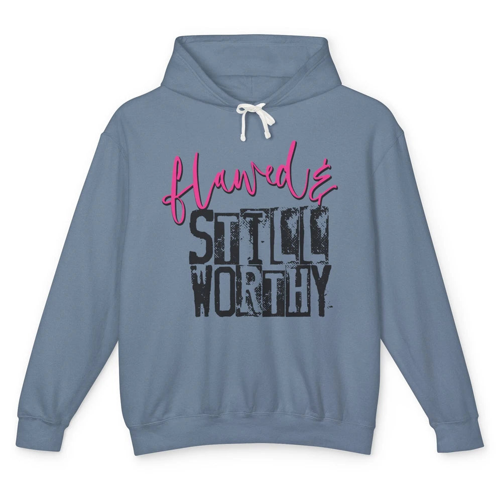 Retro Flawed But Still Worthy Bible Christian Religious Unisex Lightweight Hoodie