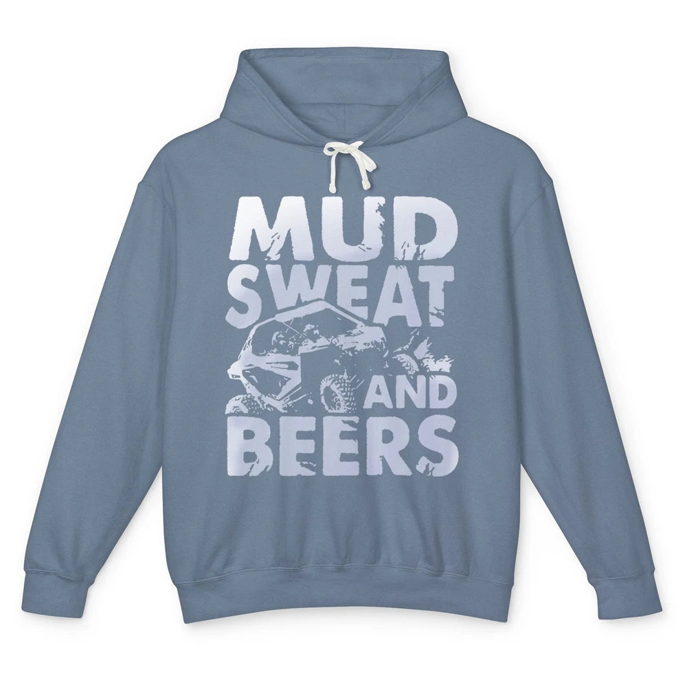 Retro Mud Sweat And Beers UTV ATV Rider 4 Wheel SXS Offroad Unisex Lightweight Hoodie