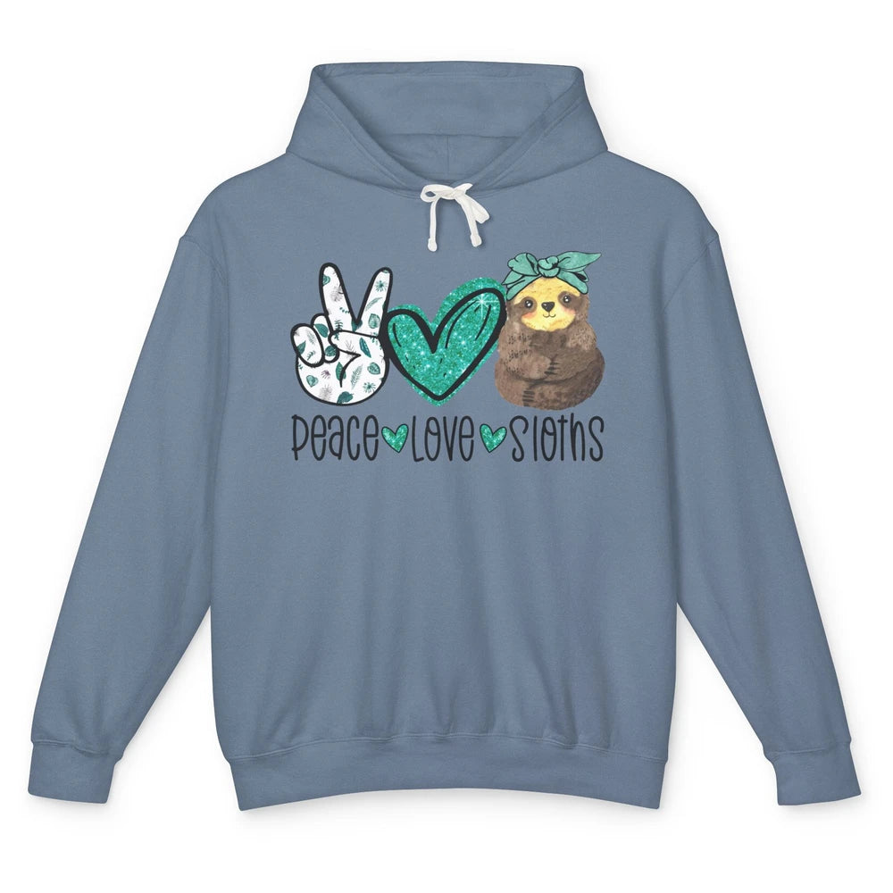 Peace Love Sloths Cute Baby Sloth With Bandana Sloth Lovers Unisex Lightweight Hoodie