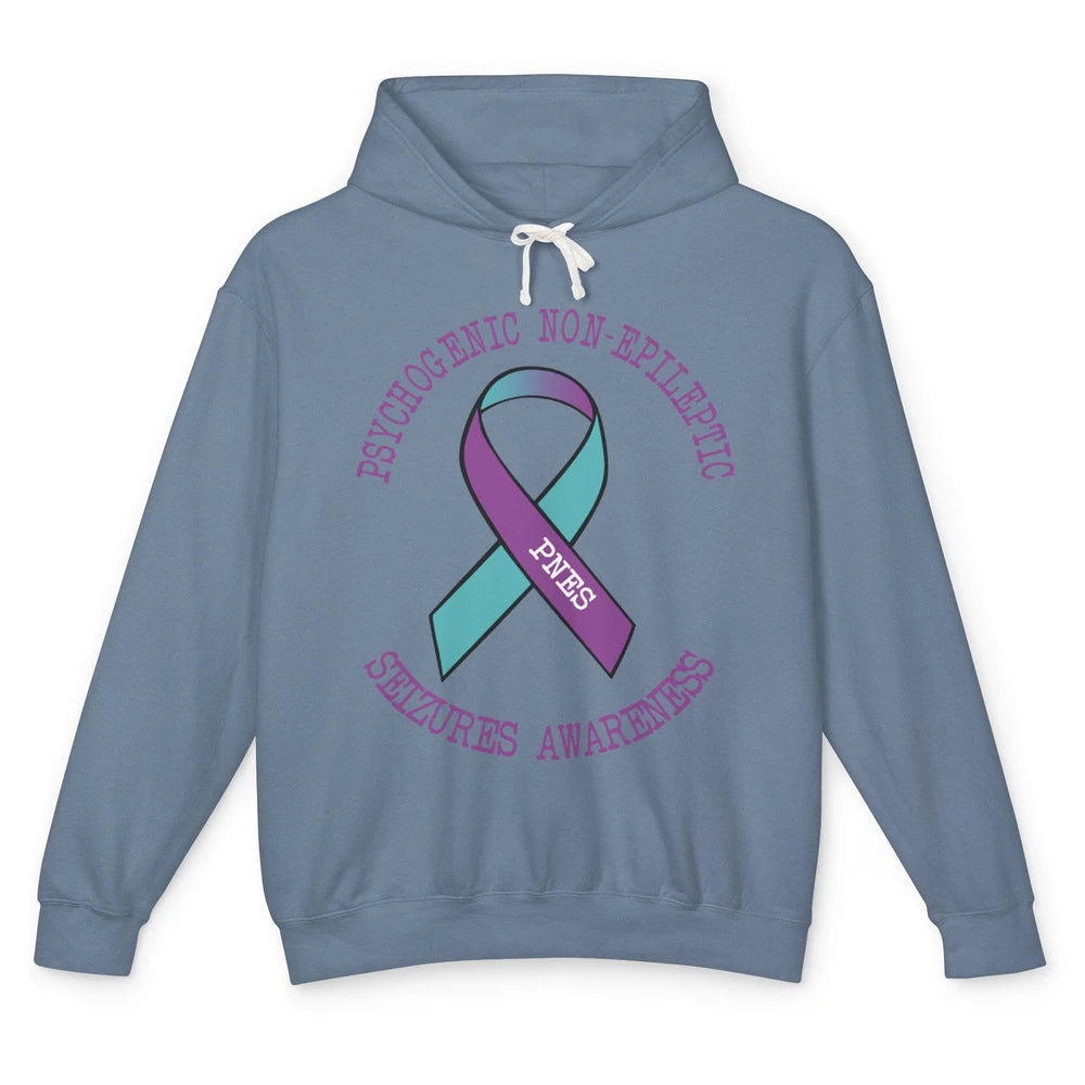Psychogenic Non-epileptic Seizures PNES Purple Teal Ribbon Unisex Lightweight Hoodie