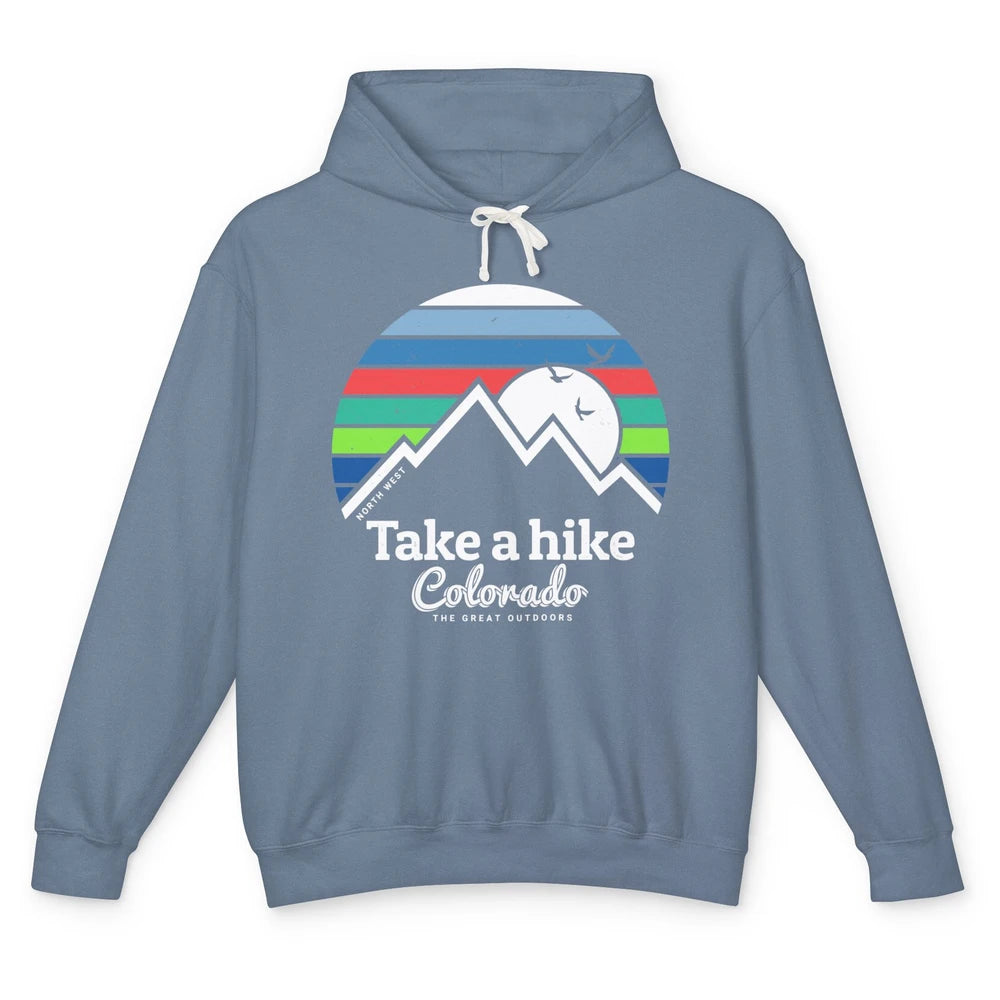 Retro Colorado Mountain Take A Hike The Great Outdoor Hiking Unisex Lightweight Hoodie
