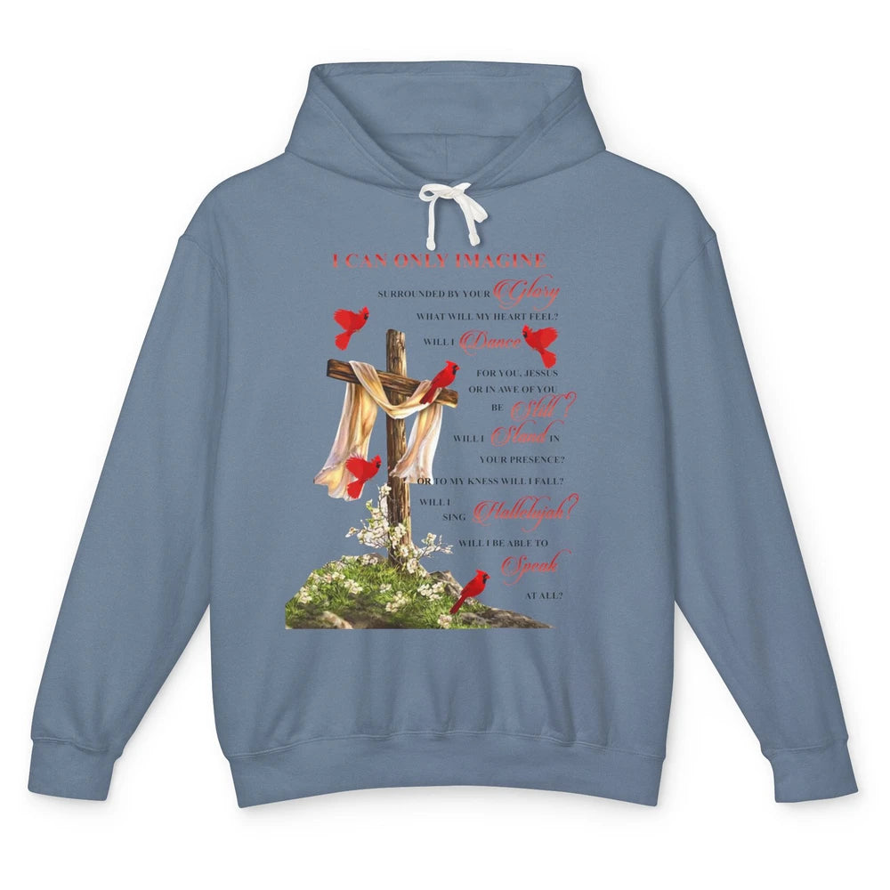 Jesus Cross Cardinals I Can Imagine Christian Religious Unisex Lightweight Hoodie