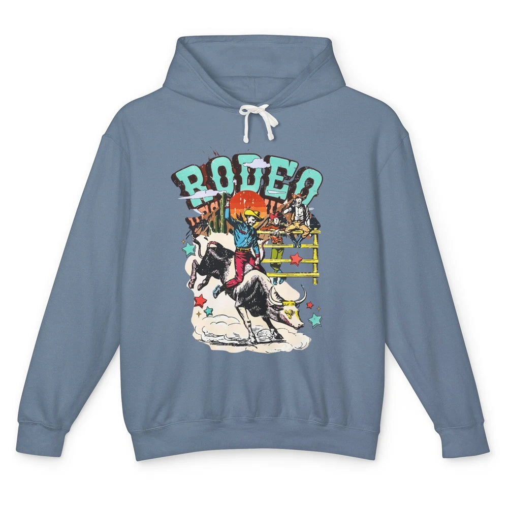 Retro Cowboy Horsing Rodeo Dad Bull Racing Western Country Unisex Lightweight Hoodie