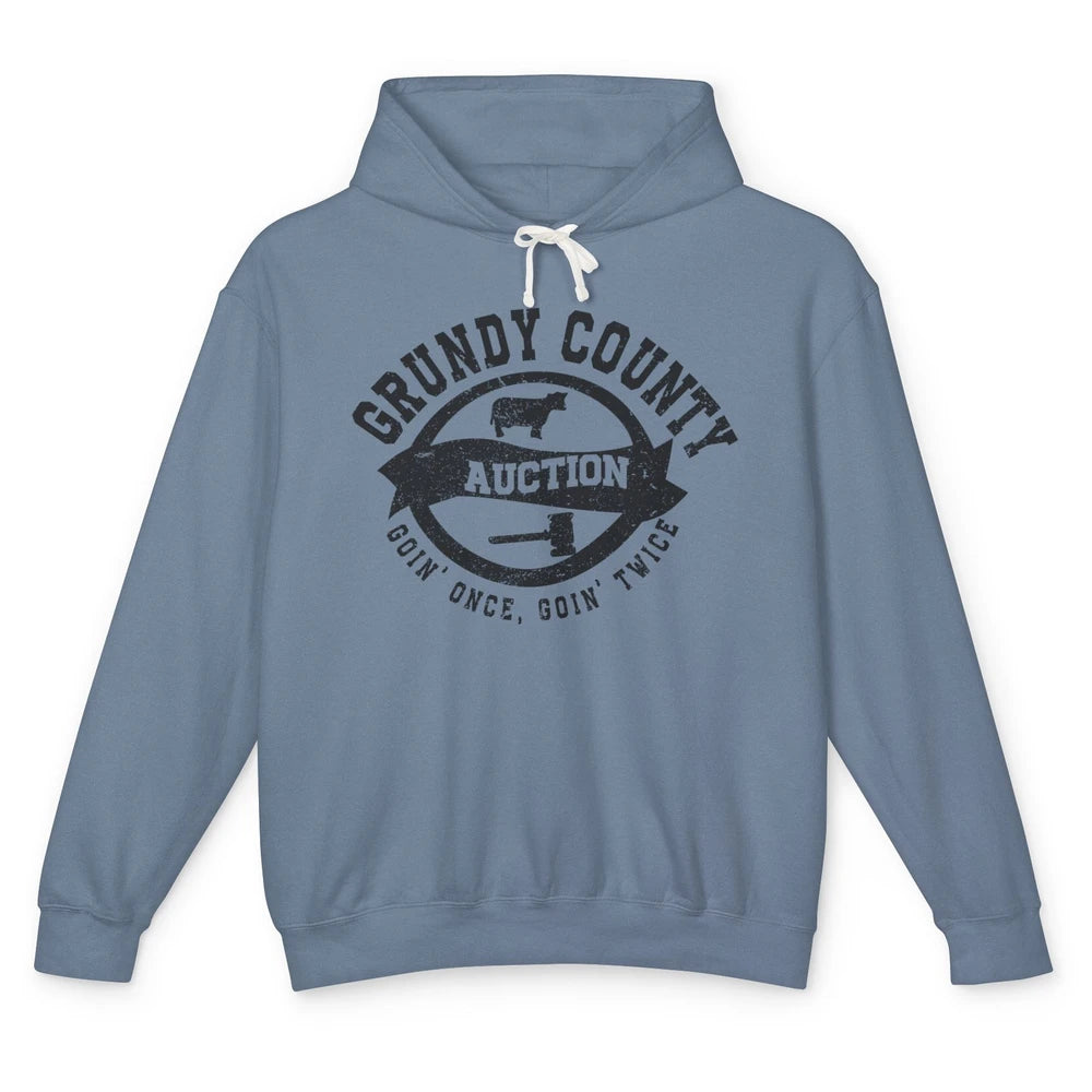 Retro Bull Skull Grundy County Auction Western Country Farm Unisex Lightweight Hoodie