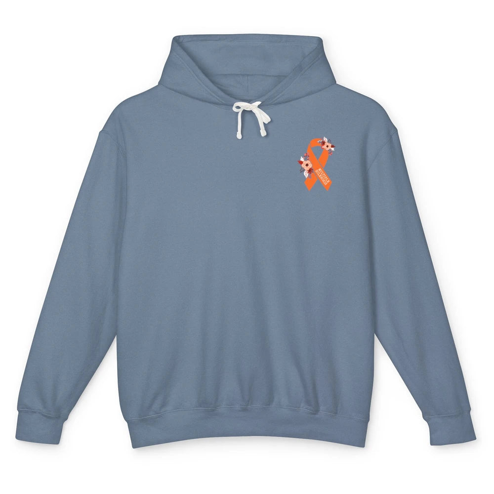 Multiple Sclerosis Awareness Floral Orange Ribbon Rainbow Unisex Lightweight Hoodie