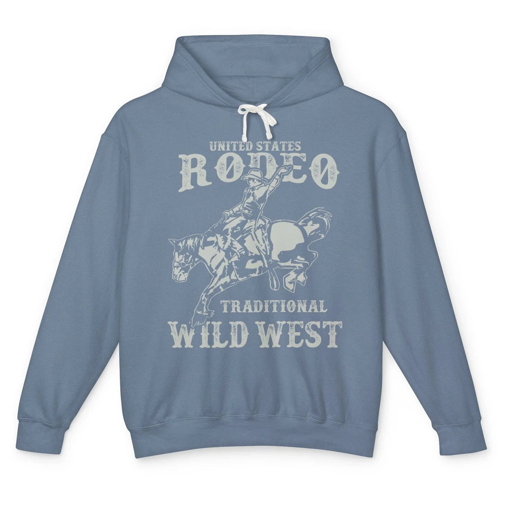Retro Cowboy US Rodeo Traditional Wild West Western Cowgirl Unisex Lightweight Hoodie