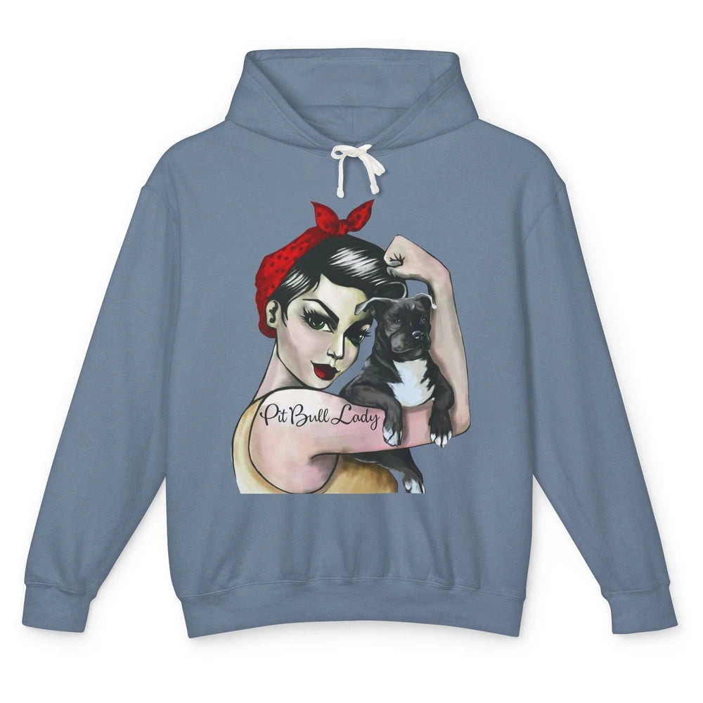 Pit Bull Lady Pit Bull Mom Dog Mom Bandana Dog Lovers Gift Unisex Lightweight Hoodie