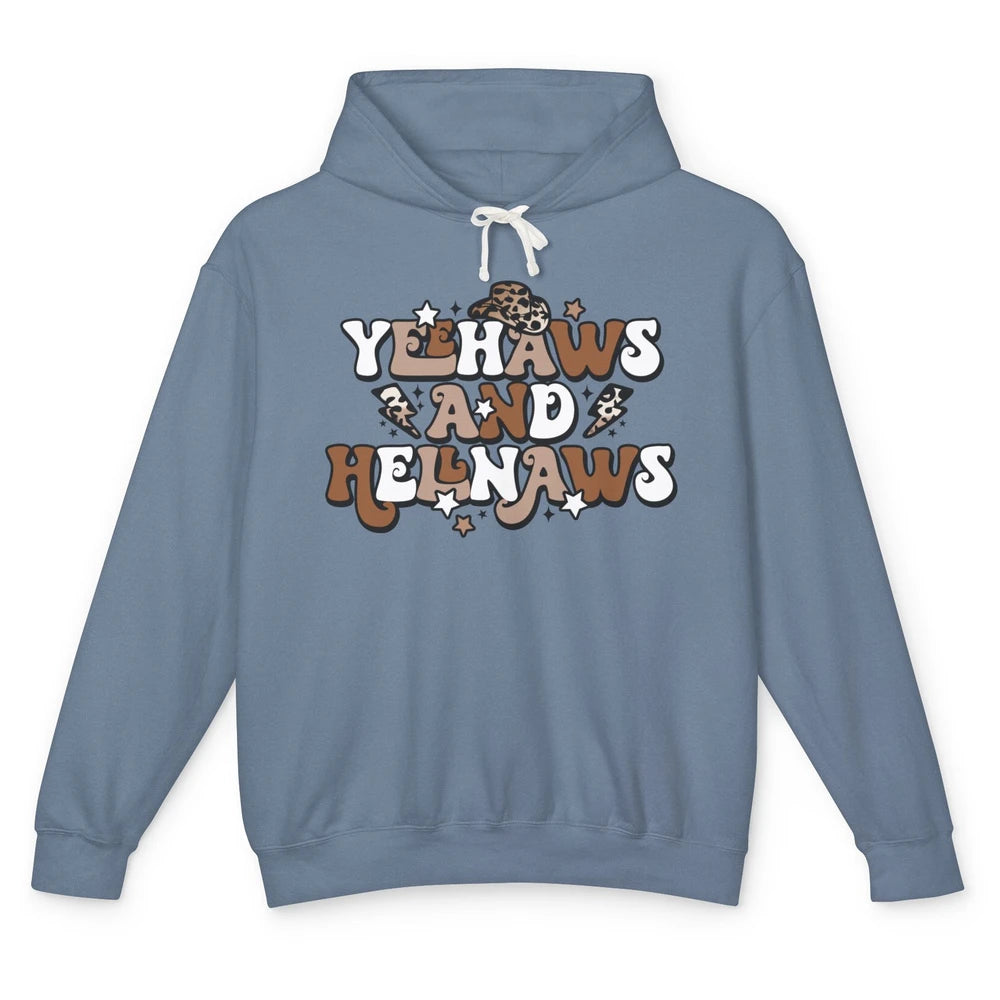 Leopard Yeehaws & Hellnaw Western Country Cowgirl Cowboy Hat Unisex Lightweight Hoodie