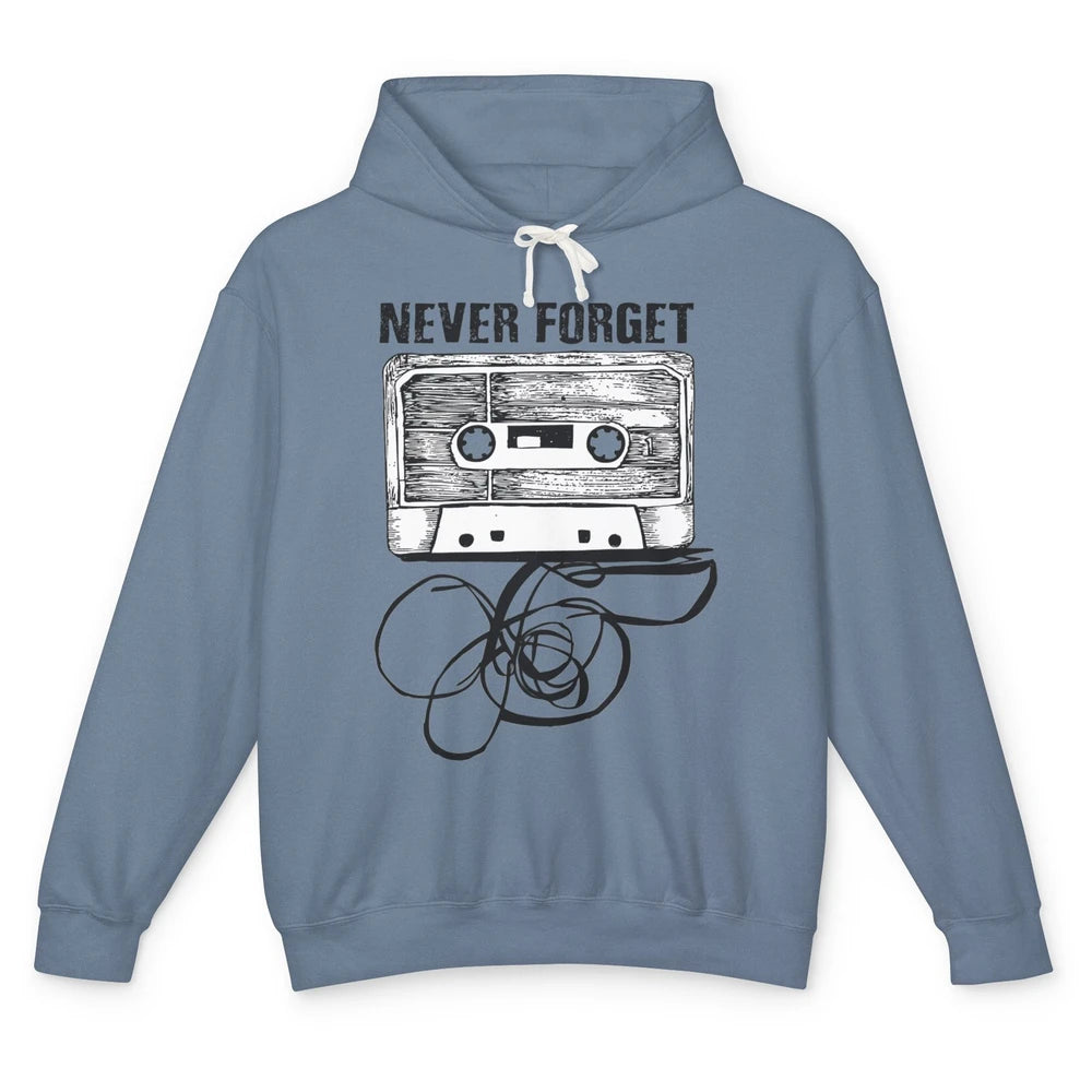 Retro 70s 80s 90s Never Forget Tape Cassette Pencil Music Unisex Lightweight Hoodie