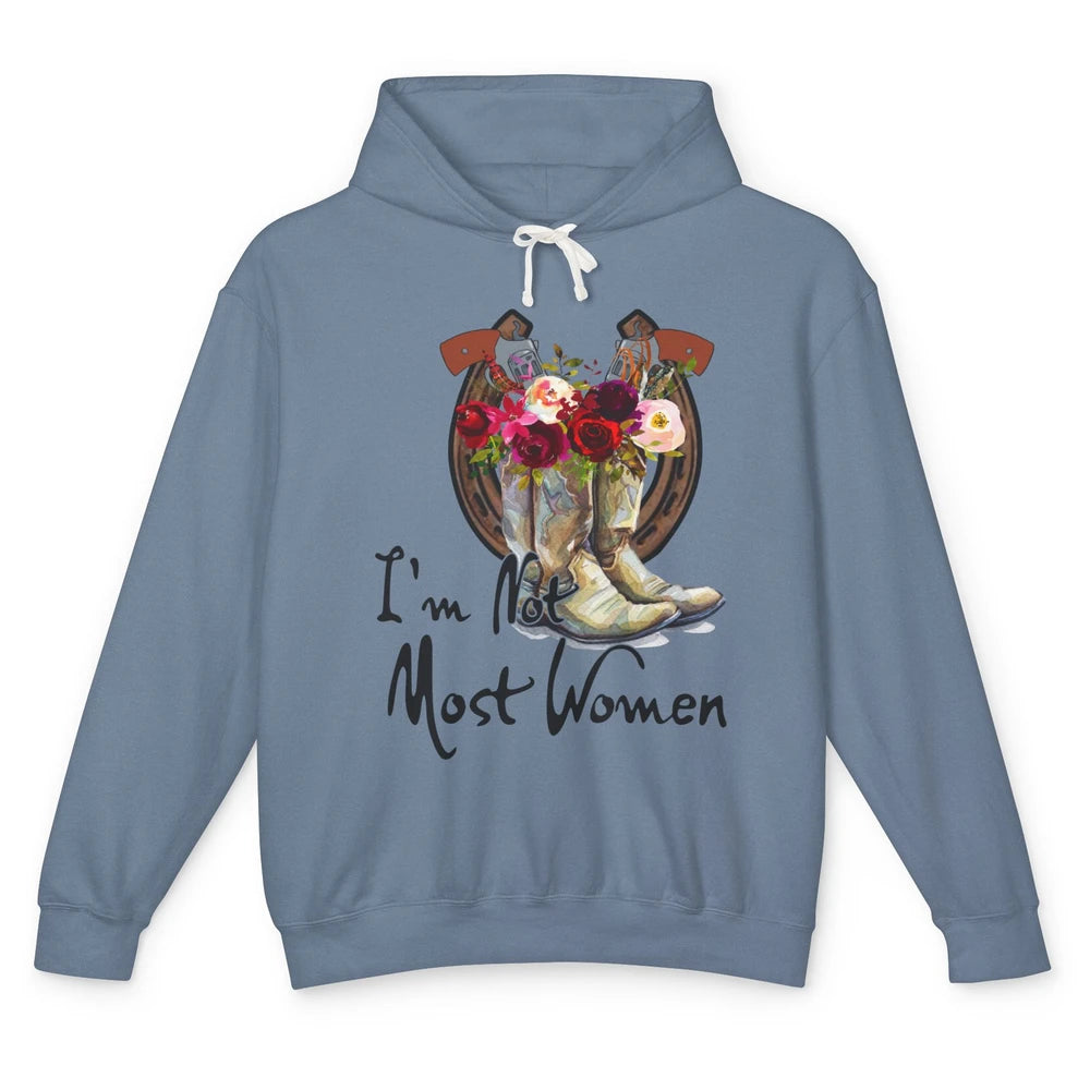 Retro Floral Cowgirl Boots I'm Not Most Women Western Cowboy Unisex Lightweight Hoodie