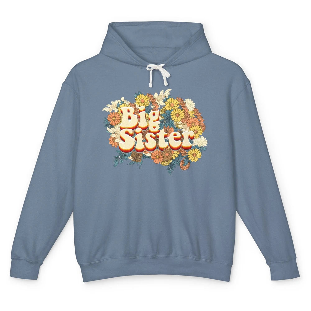 Retro Floral Big Sister Siblings Little Sister Gift Unisex Lightweight Hoodie