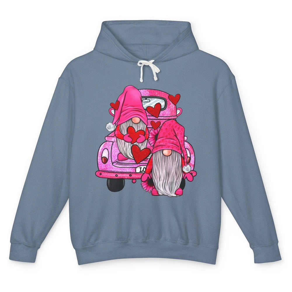Pink Gnomes Truck Valentines Loads Of Love Western Valentine Unisex Lightweight Hoodie